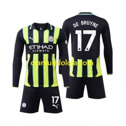 Camisola Manchester City Kevin De Bruyne 17 Criança Equipamento Segundo 2024-2025 Manga Comprida